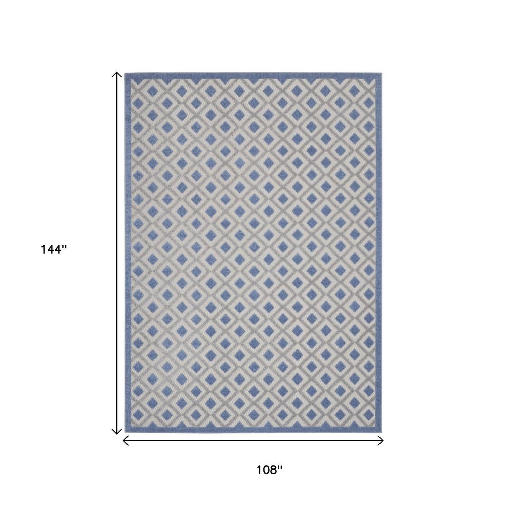 9' X 12' Blue And Gray Indoor Outdoor Area Rug