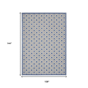 9' X 12' Blue And Gray Indoor Outdoor Area Rug