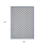 9' X 12' Blue And Gray Indoor Outdoor Area Rug