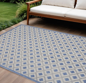 10' X 13' Blue And Gray Indoor Outdoor Area Rug