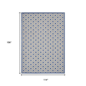 10' X 13' Blue And Gray Indoor Outdoor Area Rug