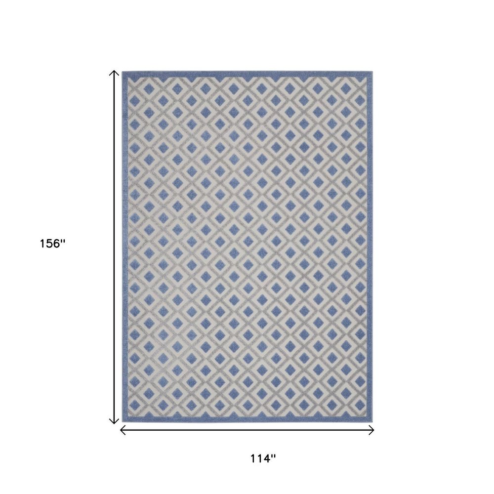 10' X 13' Blue And Gray Indoor Outdoor Area Rug