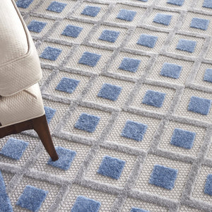 10' X 13' Blue And Gray Indoor Outdoor Area Rug