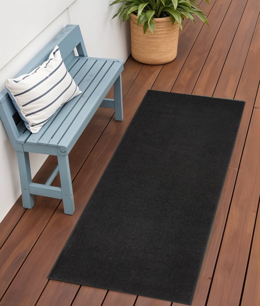 6' Black Indoor Outdoor Runner Rug