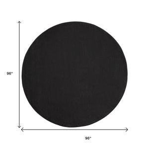 8' X 8' Black Round Indoor Outdoor Area Rug