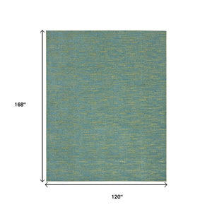 10' X 14' Blue And Green Indoor Outdoor Area Rug