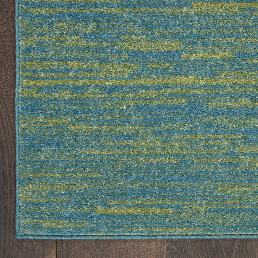 6' Blue And Green Indoor Outdoor Runner Rug