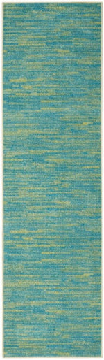 6' Blue And Green Indoor Outdoor Runner Rug