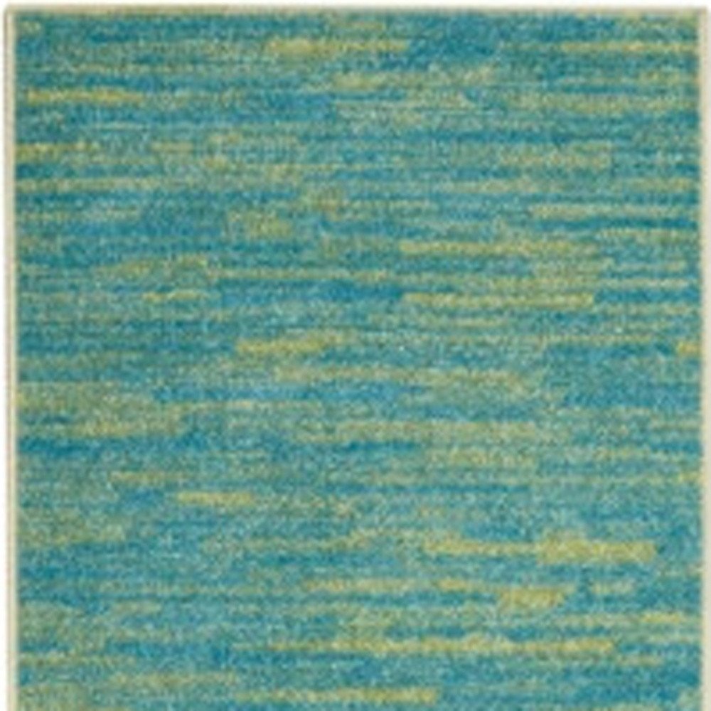 6' Blue And Green Indoor Outdoor Runner Rug