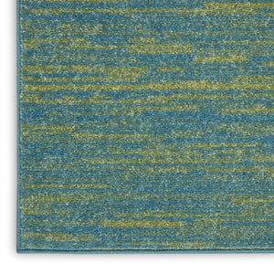 6' Blue And Green Indoor Outdoor Runner Rug