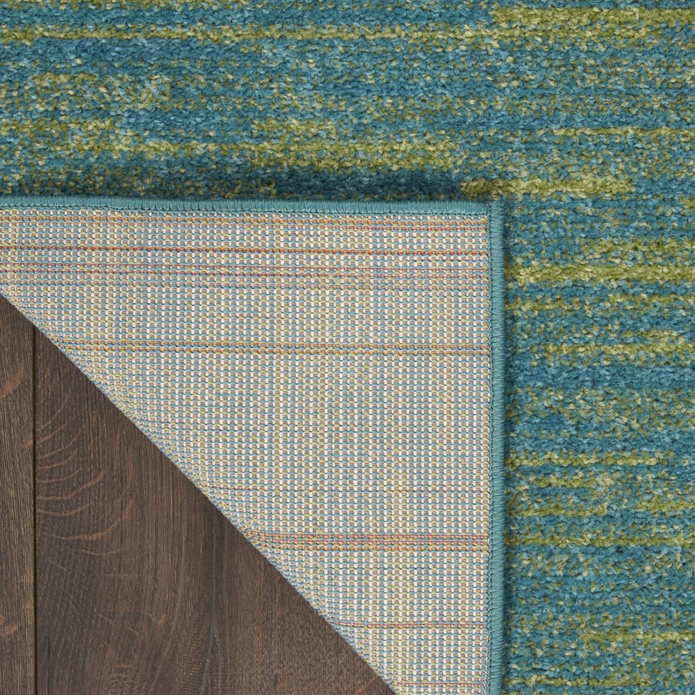 6' Blue And Green Indoor Outdoor Runner Rug
