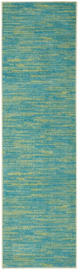 10' Blue And Green Indoor Outdoor Runner Rug