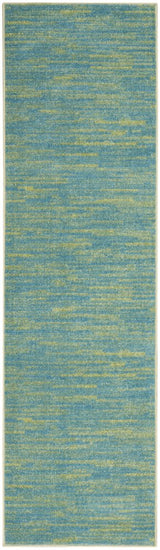 10' Blue And Green Indoor Outdoor Runner Rug