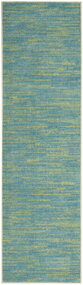 10' Blue And Green Indoor Outdoor Runner Rug
