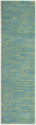 10' Blue And Green Indoor Outdoor Runner Rug