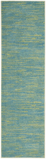 10' Blue And Green Indoor Outdoor Runner Rug
