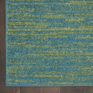 8' Blue And Green Indoor Outdoor Runner Rug
