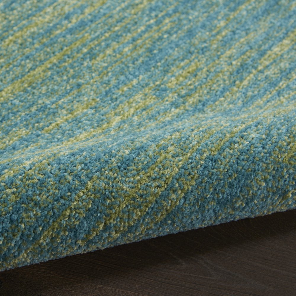 8' Blue And Green Indoor Outdoor Runner Rug