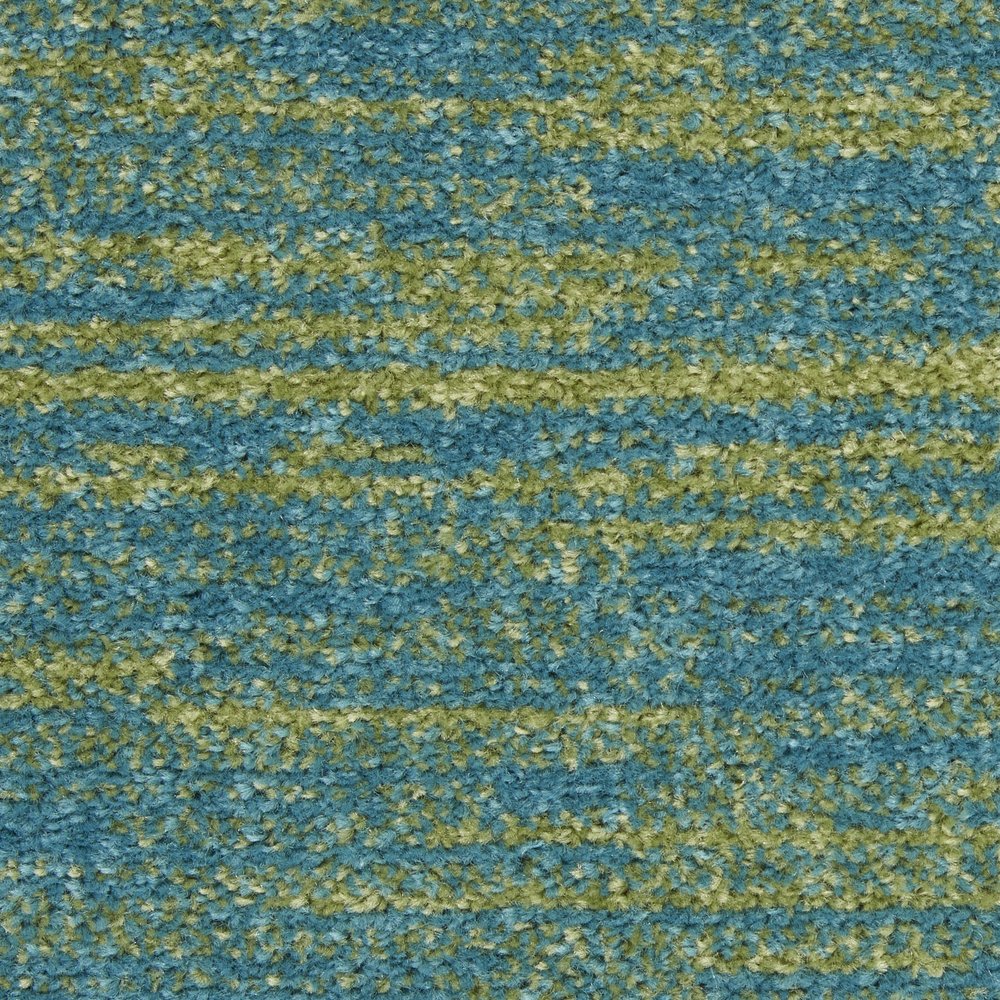 8' Blue And Green Indoor Outdoor Runner Rug