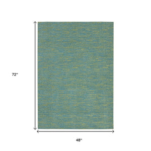 4' X 6' Blue And Green Indoor Outdoor Area Rug