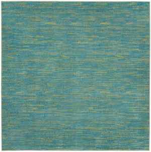 7' Blue And Green Square Indoor Outdoor Area Rug