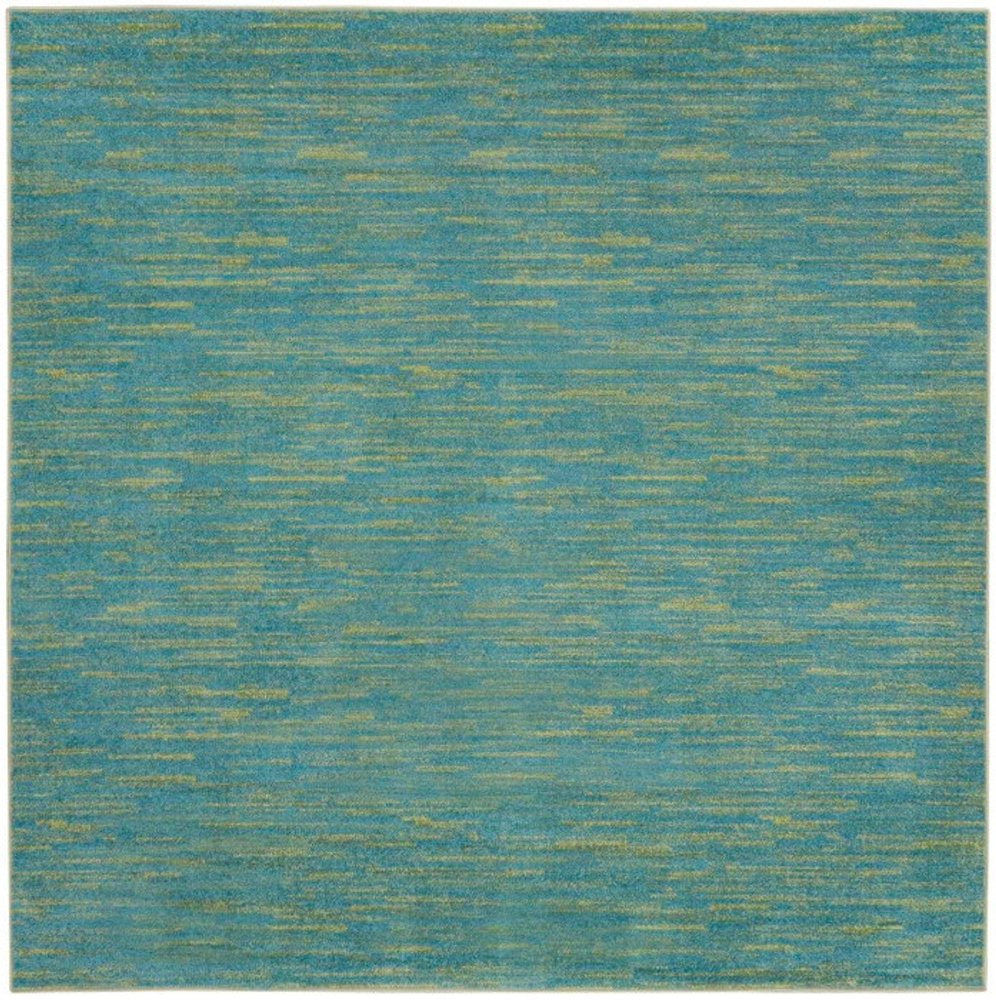 7' Blue And Green Square Indoor Outdoor Area Rug