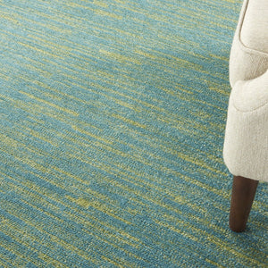 7' Blue And Green Square Indoor Outdoor Area Rug