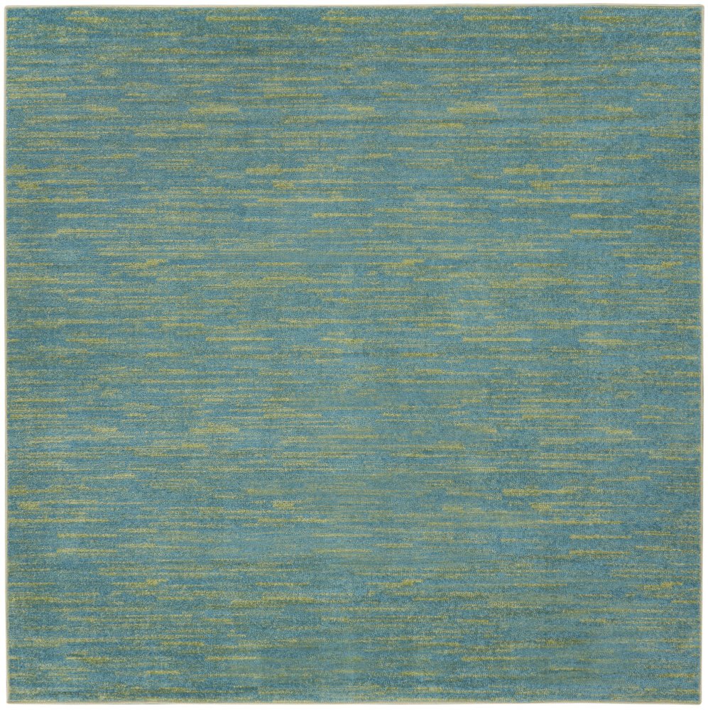 7' Blue And Green Square Indoor Outdoor Area Rug
