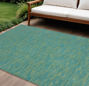 7' X 10' Blue And Green Indoor Outdoor Area Rug