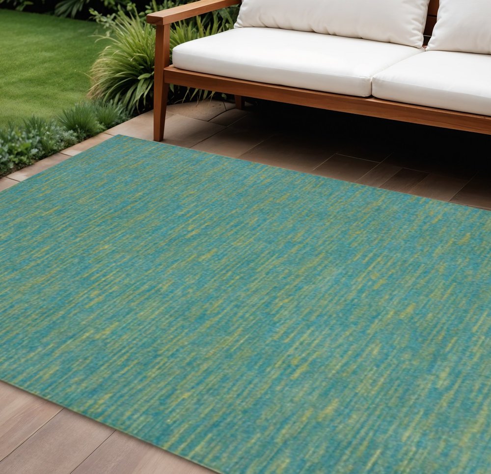 7' X 10' Blue And Green Indoor Outdoor Area Rug