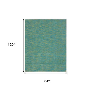 7' X 10' Blue And Green Indoor Outdoor Area Rug