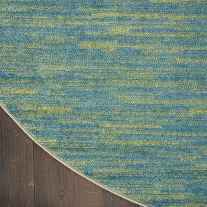 8' X 8' Blue And Green Round Indoor Outdoor Area Rug