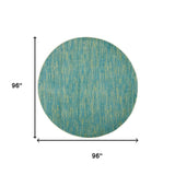 8' X 8' Blue And Green Round Indoor Outdoor Area Rug