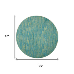 8' X 8' Blue And Green Round Indoor Outdoor Area Rug