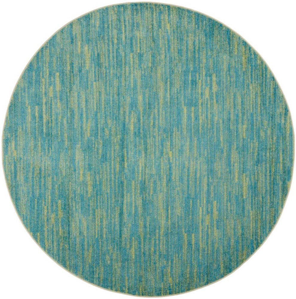 8' X 8' Blue And Green Round Indoor Outdoor Area Rug