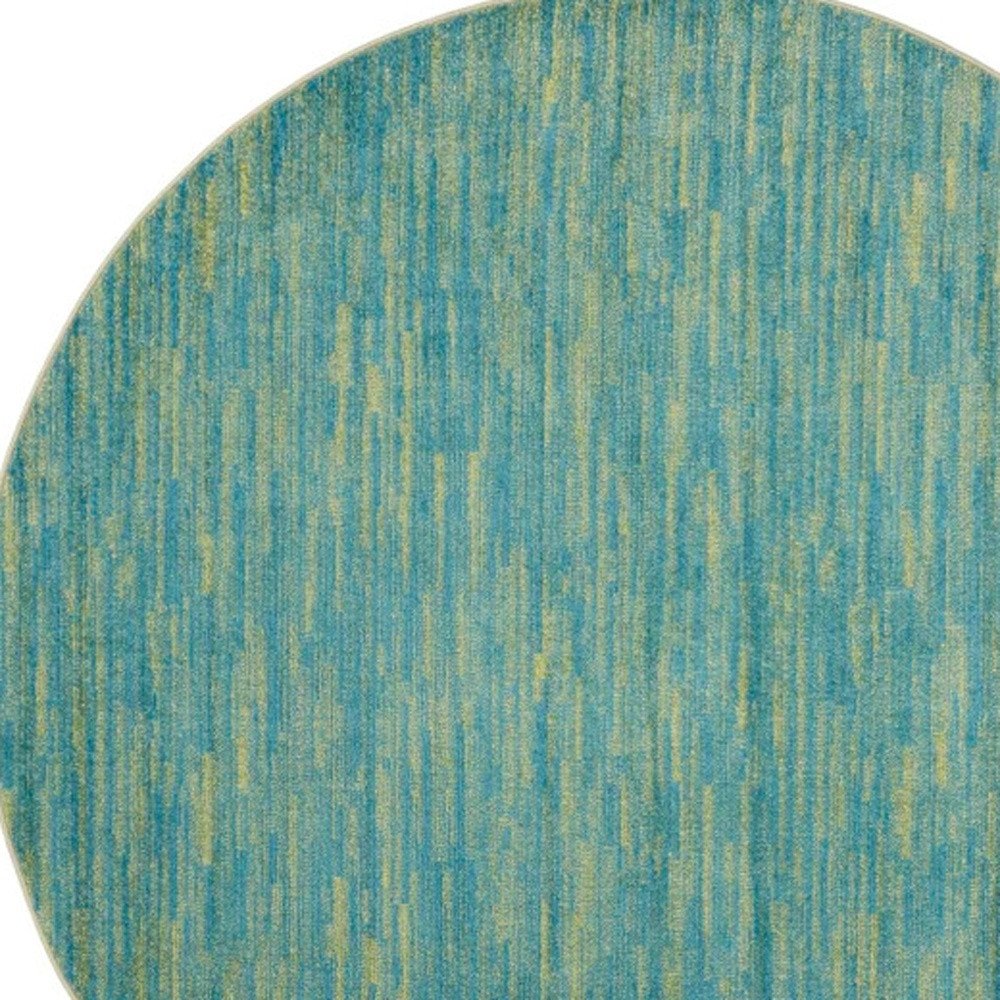 8' X 8' Blue And Green Round Indoor Outdoor Area Rug