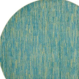 8' X 8' Blue And Green Round Indoor Outdoor Area Rug