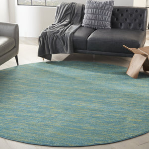 8' X 8' Blue And Green Round Indoor Outdoor Area Rug
