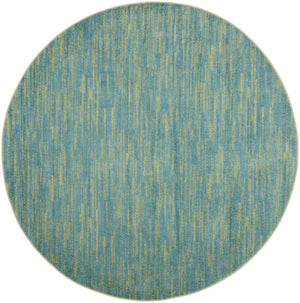 8' X 8' Blue And Green Round Indoor Outdoor Area Rug