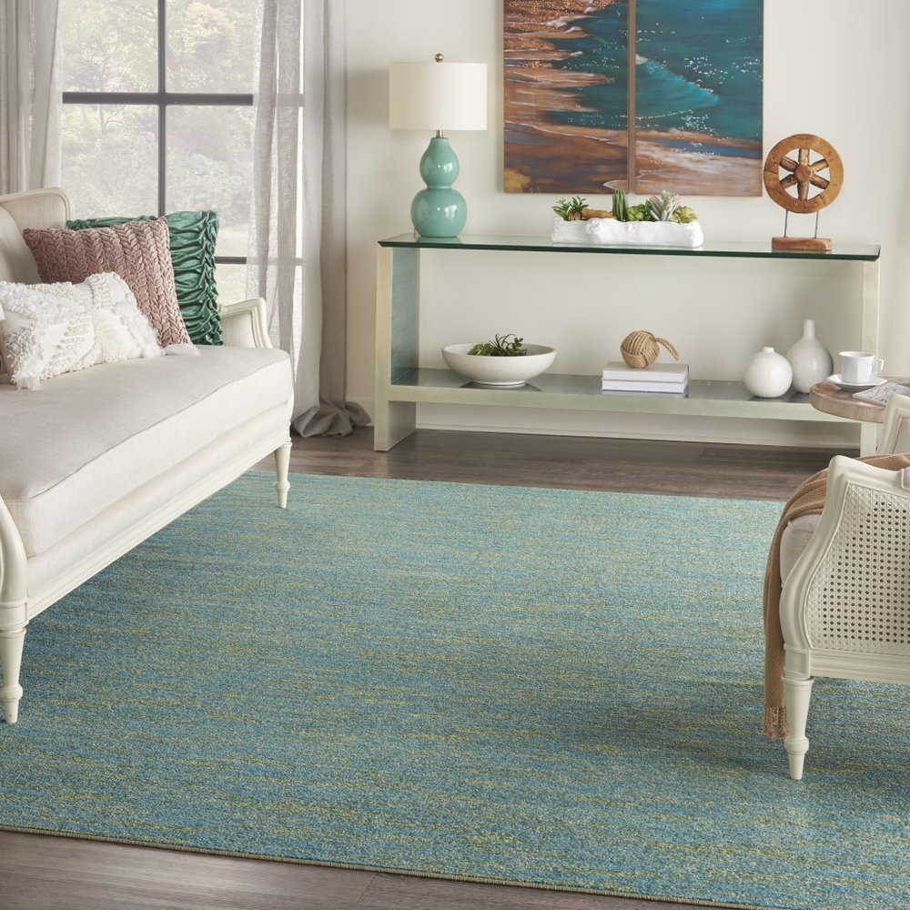 8' X 10' Blue And Green Indoor Outdoor Area Rug
