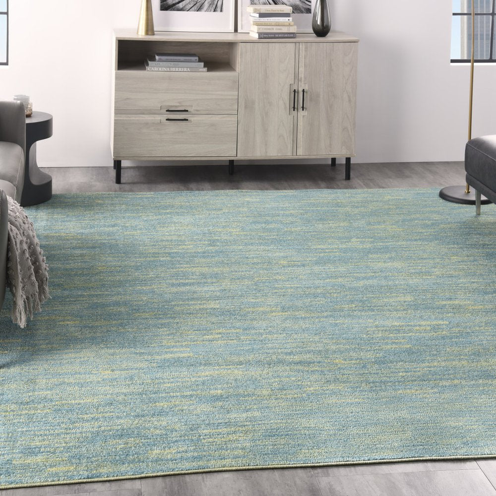 9' Blue And Green Indoor Outdoor Area Rug
