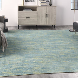 9' Blue And Green Indoor Outdoor Area Rug