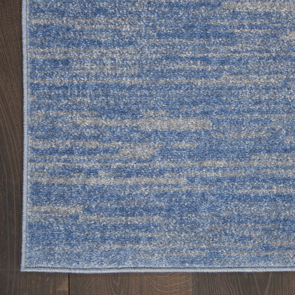 10' Blue And Gray Abstract Striped Indoor Outdoor Runner Rug