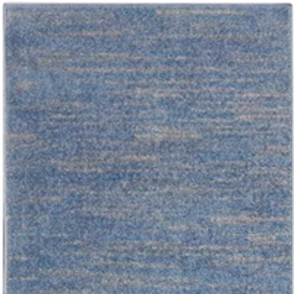 10' Blue And Gray Abstract Striped Indoor Outdoor Runner Rug