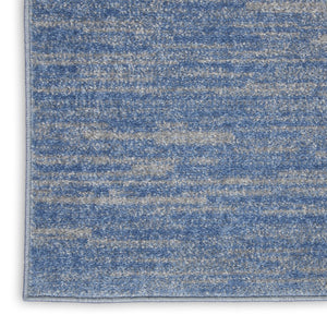 10' Blue And Gray Abstract Striped Indoor Outdoor Runner Rug