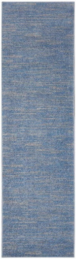 8' Blue And Gray Indoor Outdoor Runner Rug