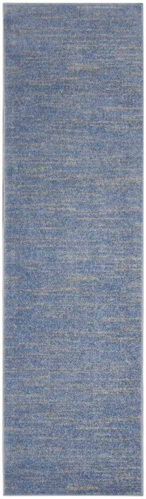 8' Blue And Gray Indoor Outdoor Runner Rug