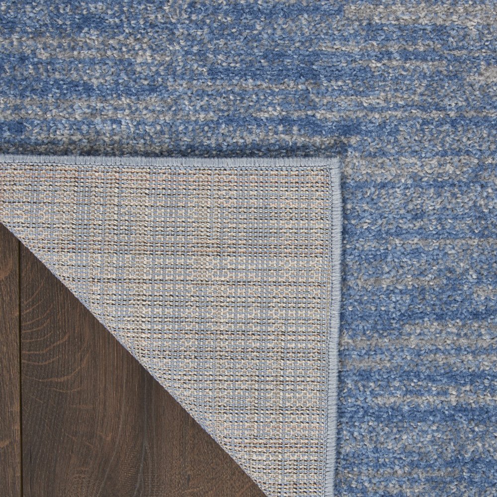 8' Blue And Gray Indoor Outdoor Runner Rug