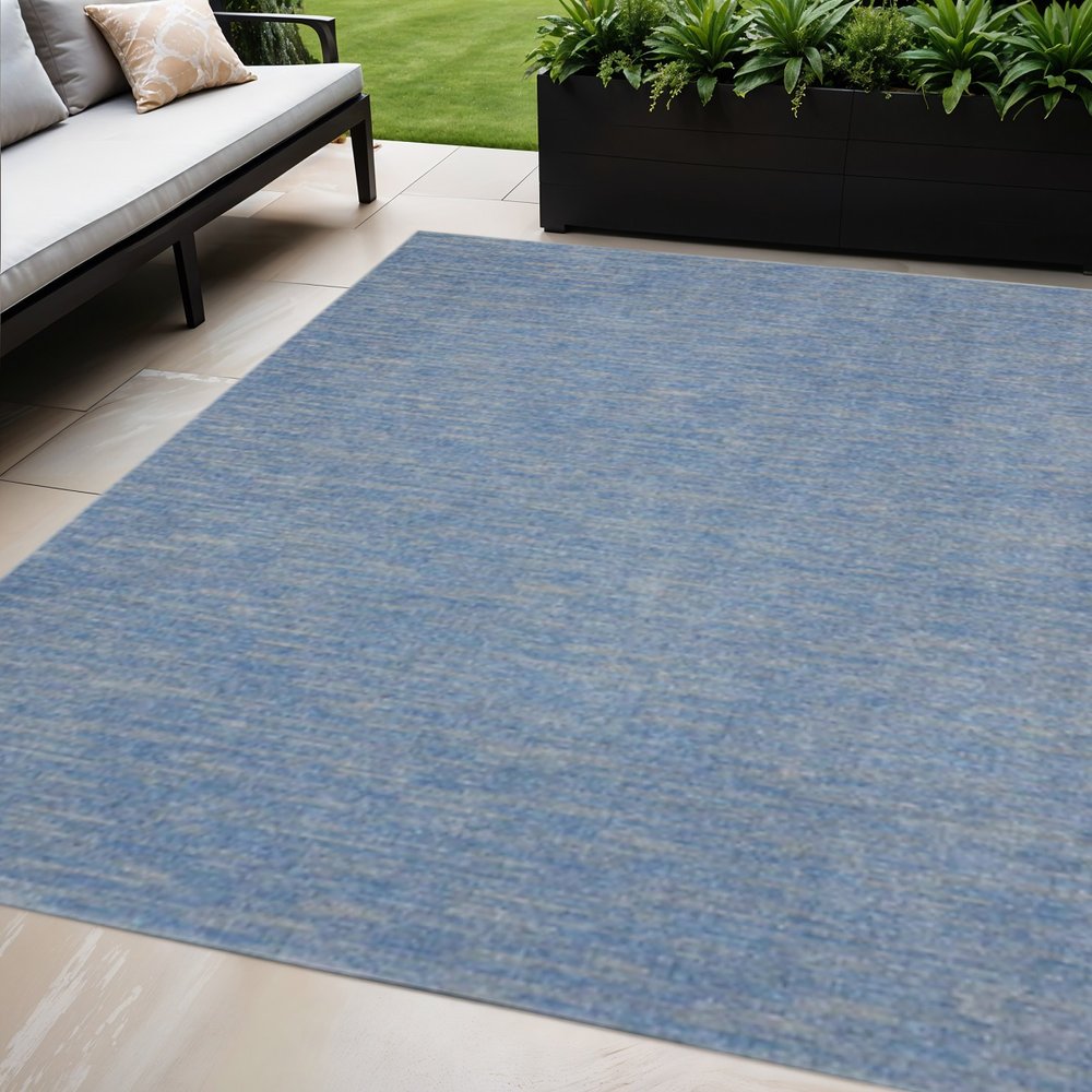 4' X 6' Blue And Gray Indoor Outdoor Area Rug