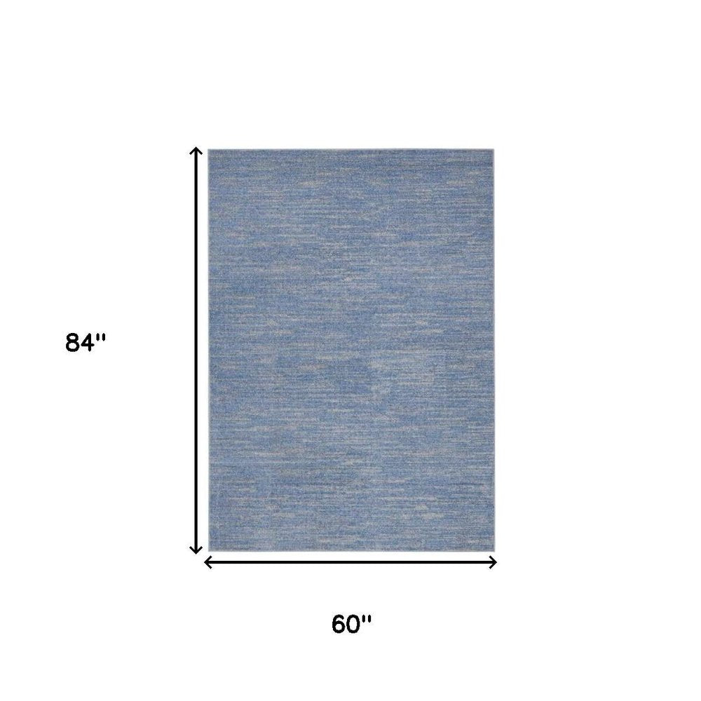 5' X 7' Blue And Gray Indoor Outdoor Area Rug